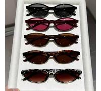 Set da 5 pezzi Occhiali da donna in plastica con montatura a occhio di gatto multicolore e lenti colorate, adatti per la vita quotidiana, le vacanze e le attività all'aperto PC