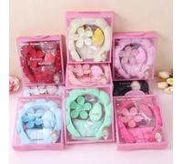 Set da 5 pezzi per ragazze: fascia per capelli e polsino per spa in spugna, fascia per capelli a nuvola per trucco e lavaggio, polsino assorbente, spugna per bellezza grande, fermaglio per capelli a f