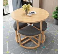 Set da 5 pezzi per sala da pranzo, tavolo negoziale rotondo e 4 sedie imbottite in PU/tessuto, mobili da cucina moderni per appartamenti, piccoli spazi