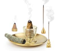 Set da 5 pezzi Porta Incenso in ottone,Supporto per Bruciatore di Incenso,Ash Catcher Incenso per bastoncini d'incenso,per la Contemplazione Silenziosa a Casa,Nello Studio di Yoga