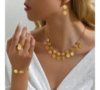Set da 5 pezzi, regalo elegante per donna, collana, orecchini, bracciale e anello in moneta di rame, adatto per la sposa araba tradizionale, matrimonio e regali Tagli UnicaRame