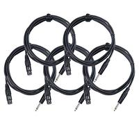 Set da 5 Pronomic XFJ-2.5 Cavi da XLR a Jack (cavo microfono non bilanciato, lunghezza 2,5 m, resistente a acidi e oli, sgancio a vite) nero
