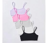 Set da 5 reggiseni a canottiera minimalisti, comodi e delicati sulla pelle, adatti per lo sviluppo delle adolescenti 8Y,9Y,10Y,11Y,12YColore unicoMiscele di cotone