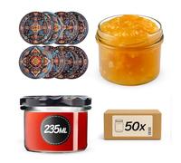 Set da 50 barattoli per marmellata KADAX da 235 ml con coperchio a vite a Ø simmetrico 82 mm - Barattoli per marmellata, chutney, sottaceti, paste, salsicce, carne, alimenti per bambini e altro ancora