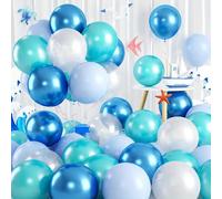 Set da 55 pezzi di palloncini azzurro oceano e argento da 25 cm per decorazioni di compleanni, matrimoni, fidanzamenti, feste di Ognissanti e Natale Tagli Unicacolla di latice
