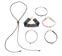 Set da 6/8 pezzi alla moda gotico collane girocollo girocollo in pelle pizzo fiore serratura versatile