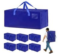 Set da 6 Borse da trasloco extra large,Scatole trasloco con cinghie per zaino, zip e manici resistenti, Borsa Portaoggetti Grande in Poliestere, impermeabili Borsa di stoccaggi per piumoni, vestiti