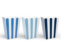 Set da 6 Box Contenitore in carta per popcorn pop corn design a strisce bianco blu