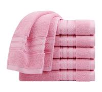 Set da 6, Lusso Asciugamani 13 x 29" 100% Cotone Rosa