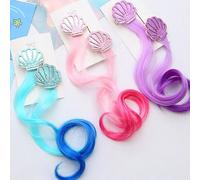 Set da 6 parrucche da principessa dell'oceano magico e principessa sirena - Design vibrante sfumato a conchiglia, realizzate in capelli ondulati sfumati durevoli, stile versatile, ideali per il gioco 
