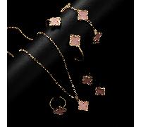 Set da 6 pezzi: 1 collana, 1 bracciale, 1 orecchino, 1 paio di anelli, 1 collana con fiore portafortuna - orecchini d'oro, anelli d'oro, collana d'oro, bracciale d'oro, bangle d'oro, adatto per il rit