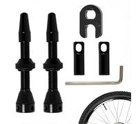 Set da 6 Pezzi Bici Tubeless Presta Valvole Stem 44mm, Astine in Lega Leggera, Include Strumento Rimozione Valvola, Kit Tubeless per Bici da Strada & MTB, Nero