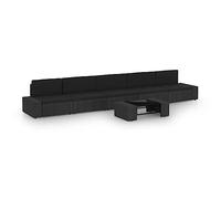 Set da 6 pezzi da giardino in rattan PE resistente alle intemperie, comodo cuscino tavolino da caffè con vetro temperato per terrazza, balcone, giardino, ideale per relax e conversazioni