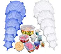 Set da 6 pezzi di coperchi in silicone per mantenere il cibo fresco, coperchi circolari multifunzionali per ciotole, pellicola di sigillatura per frigorifero, essenziali lavabili per cucine domestiche