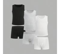 Set da 6 pezzi di intimo casual e comodo per ragazzi giovani, composto da canotte con collo a giro e slip con vita elastica 6Y,7Y,4Y,5YColore unicoMiscele di cotone