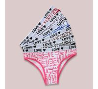 Set da 6 pezzi di mutande triangolari di con stampa di lettere, adatte per ragazze adolescenti e per tutte le stagioni 10Y,11-12Y,13-14YLettere,A strisceTessuto