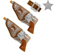 Set da 6 pezzi di pistola da cowboy, con fondina e cintura, pistola giocattolo, pistola da pirata, costume da cowboy e accessori, perfetto per i giochi di ruolo di Carnevale e Halloween.