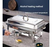 Set da 6 pezzi di scaldavivande a buffet, set di scalda cibi in acciaio inossidabile, include: 1 coperchio, 1 vassoio per cibo, 1 bacinella per acqua, 2 bruciatori a combustibile, 1 supporto, adatto p