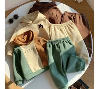 Set da 6 pezzi di tuta neonato con felpa con cappuccio e pantaloni jogger a stampa colorblock, abbigliamento unisex per neonati, abbigliamento invernale per neonati, confezione multipack di base 6-9M,