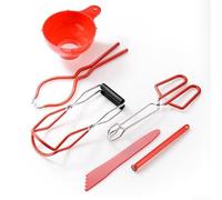 Set da 6 pezzi in acciaio inox con alza per vetro e pinza per barattoli | Robusti set di 6 barattoli in acciaio inox per conservare gli alimenti in modo facile e sicuro.