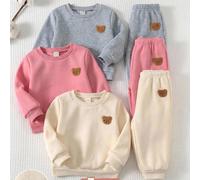 Set da 6 pezzi per bambina con felpa pullover in maglia morbida con stampa vintage di lettere, girocollo e maniche lunghe, e pantaloni con vita elastica e polsini 6-9M,9-12M,12-18M,18-24M,2-3YFumettoT