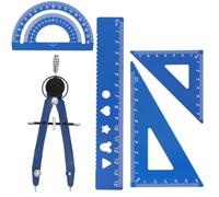 Set da 6 pezzi per geometria, goniometro e righello, matematica, bussola, matematica, per studenti, insegnanti, ingegneri (stile 2, blu)