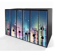 Set da 6 raccoglitori ad anelli CITTA DI NOTTE - Faldoni SHAREPRINTING (H34 con 2 anelli)