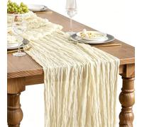 Set Da 6 Runner Da Tavola in Garza Rustica Stile Boho,Ideali per Feste Di Compleanno, Matrimoni E Addii Al Nubilato (90x1600cm,Beige)