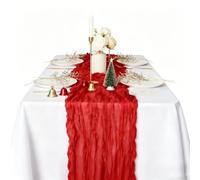 Set Da 6 Runner Da Tavola in Garza Rustica Stile Boho,Ideali per Feste Di Compleanno, Matrimoni E Addii Al Nubilato (90x1600cm,red)