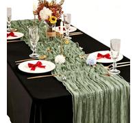Set Da 6 Runner Da Tavola in Garza Rustica Stile Boho,Ideali per Feste Di Compleanno, Matrimoni E Addii Al Nubilato (90x600cm,light-green)