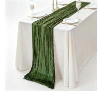 Set Da 6 Runner Da Tavola in Garza Rustica Stile Boho,Ideali per Feste Di Compleanno, Matrimoni E Addii Al Nubilato (90x1600cm,army-green)