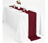Set Da 6 Runner Da Tavola in Garza Rustica Stile Boho,Ideali per Feste Di Compleanno, Matrimoni E Addii Al Nubilato (90x1600cm,wine-red)