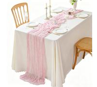 Set Da 6 Runner Da Tavola in Garza Rustica Stile Boho,Ideali per Feste Di Compleanno, Matrimoni E Addii Al Nubilato (90x1600cm,pink)