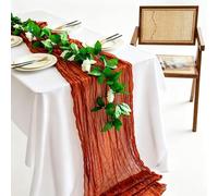 Set Da 6 Runner Da Tavola in Garza Rustica Stile Boho,Ideali per Feste Di Compleanno, Matrimoni E Addii Al Nubilato (90x300cm,red-orange)
