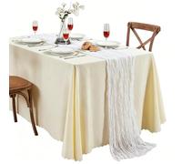 Set Da 6 Runner Da Tavola in Garza Rustica Stile Boho,Ideali per Feste Di Compleanno, Matrimoni E Addii Al Nubilato (90x1600cm,white)