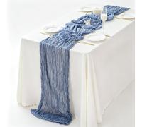 Set Da 6 Runner Da Tavola in Garza Rustica Stile Boho,Ideali per Feste Di Compleanno, Matrimoni E Addii Al Nubilato (90x180cm,light-blue)
