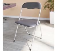 Set da 6 Sedia Pieghevole Slim Opaca in Metallo Sedie Salvaspazio per Ufficio Casa Campeggio Salotto Cucina In Ecopelle con Comoda Seduta Imbottita 78 x 44 x 44 cm (Grigio)