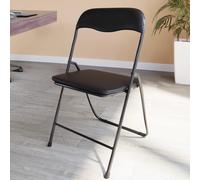 Set da 6 Sedia Pieghevole Slim Opaca in Metallo Sedie Salvaspazio per Ufficio Casa Campeggio Salotto Cucina In Ecopelle con Comoda Seduta Imbottita 78 x 44 x 44 cm (Nero)