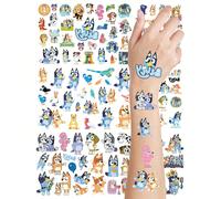 Set da 6 tatuaggi temporanei a tema Blueys, famiglia e amici, cartone animato kawaii, accessori per feste, Bluey, Bingo, cane, Coco, Rusty, Muffin, art body, impermeabile, decorazione regalo 1 setPET