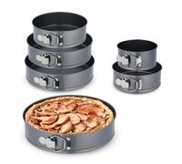 Relaxdays Set da 6 Teglie Rotonde per Dolci, Ø 14/18/20/24/26/28 cm, Acciaio Inox, Rivestimento Antiaderente, Antracite