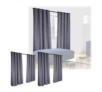 Set da 6 tende opache e oscuranti stoffa grigio accessori arredamento 245x135 cm