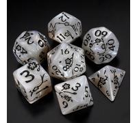 Set da 7 dadi a forma di prugna - Disegno esclusivo con motivo a fiori di prugna, dadi poliedrici per Dungeon and Dragons, D&D, giochi di ruolo RPG, ottimi per una collezione di dadi o come regalo (Og