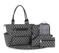 Set da 7 pezzi, borsa for il cambio del pannolino bambino, for con divisorio multifunzionale, di grande capacità adatta alle mamme, for viaggi all'aperto e for la conservazione in ospedale(Geometry)