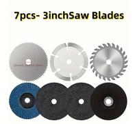 Set da 7 pezzi di dischi da taglio multiuso da 3", resistenti alla ruggine, adatti per smerigliatrici angolari, taglienti e durevoli per tagliare, smerigliare e lucidare legno, plastica, piastrelle, a