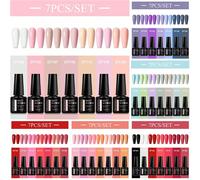 Set da 7 pezzi di smalto gel per unghie da 7ml, a lunga durata e resistente, senza piombo, HEMA e TPO, smalto gel UV rosa semi-permanente e rimovibile, per manicure fai-da-te, tutti i prodotti adatti