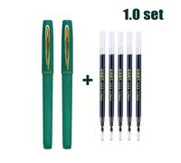 Set da 7 pezzi Penna Calligrafica Classica Verde Penna a a Sfera 1.0/0.7 Punta a Grande Capacità ad Asciugatura Rapida, Scrittura Ultra Liscio Y, Cappuccio Oro, Processo di Verniciatura a