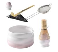 Set da 7 pezzi per la preparazione del matcha, tra cui ciotola, cucchiaio, supporto per frusta, supporto per chashaku, panno da tè e setaccio, per gli appassionati di tè, cerimonie domestiche e