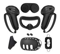 Set da 7 pezzi per Quest 3 accessori,Silicone Protezione con Cinturini Nocche,Include copertura VR,maschera per il viso,protezione dell'obiettivo, copriobiettivo,panno per