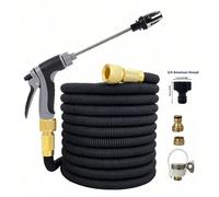 Set da 7 pezzi Tubo telescopico per lavaggio auto ad alta pressione con pistola per spruzzi d'acqua regolabile, kit tubo da giardino, universale per i mercati europei e americani 25 piedi,50 piedi,75 