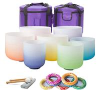 Set da 8-14 pollici di 7 432/440 hz Chakra smerigliato campane tibetane in cristallo di quarzo for la guarigione del suono con custodia da viaggio e cuscino in broccato di seta (Size : 440 hz 6-12inc
